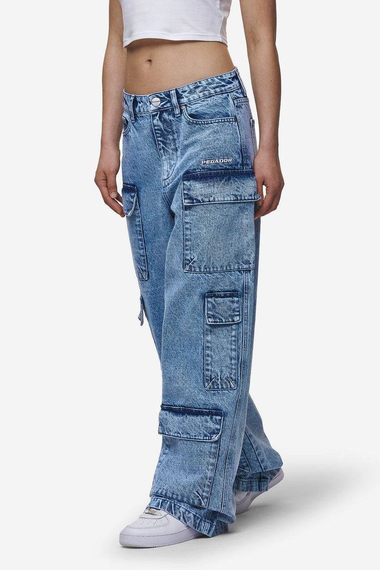 Pegador Leli High Waist Cargo Jeans Washed Denim Blue Bis zu 50% Rabatt