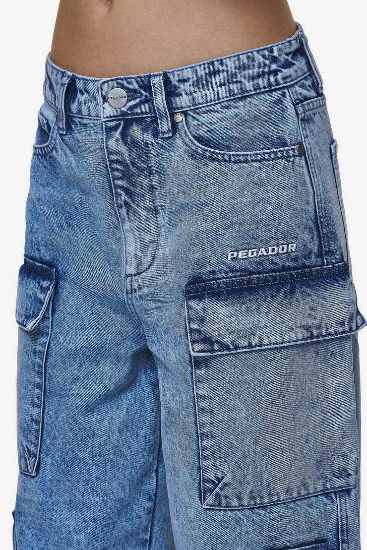 Pegador Leli High Waist Cargo Jeans Washed Denim Blue Bis zu 50% Rabatt