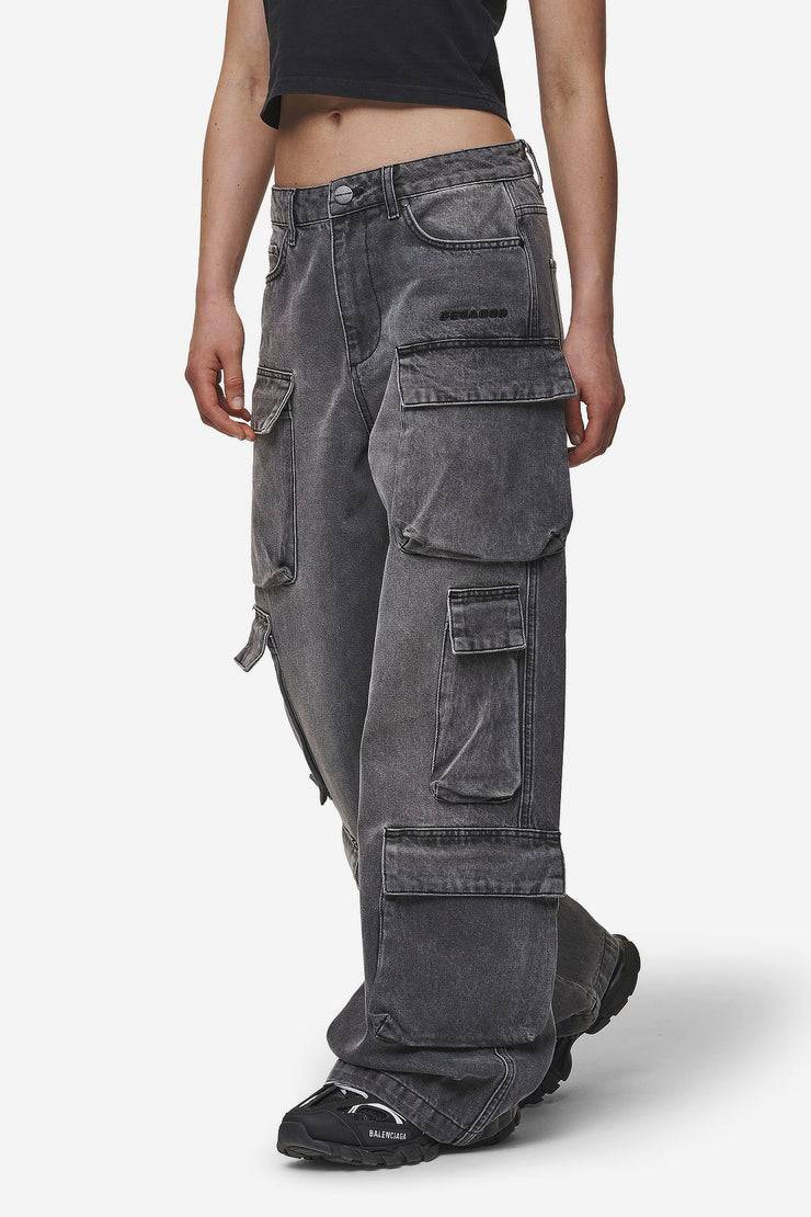 Pegador Leli High Waist Cargo Jeans Washed Deep Grey Bis zu 60% Rabatt