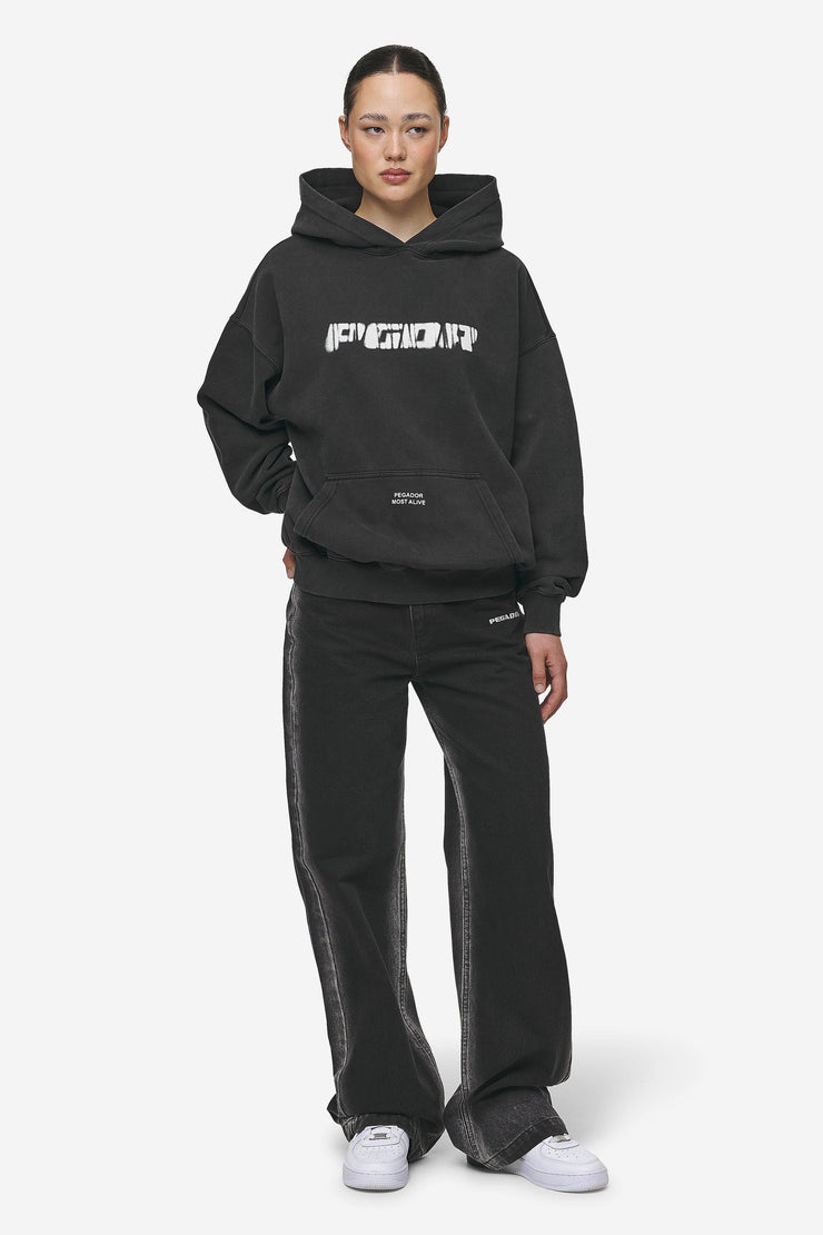 Pegador Gina Sprayed Wide Leg Jeans Washed Black White Bis zu 65% Rabatt