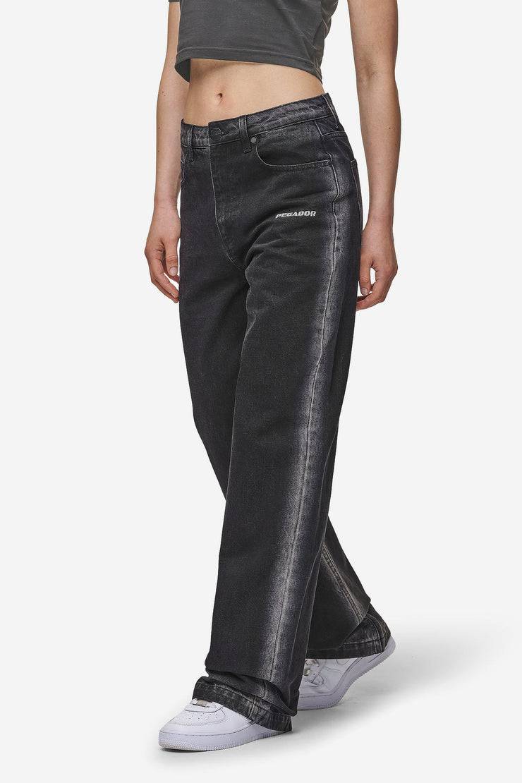 Pegador Gina Sprayed Wide Leg Jeans Washed Black White Bis zu 65% Rabatt