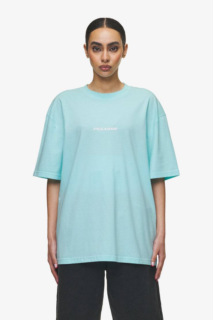Pegador Colne Logo Oversized Tee Washed Sky Blue White Black Friday Preise