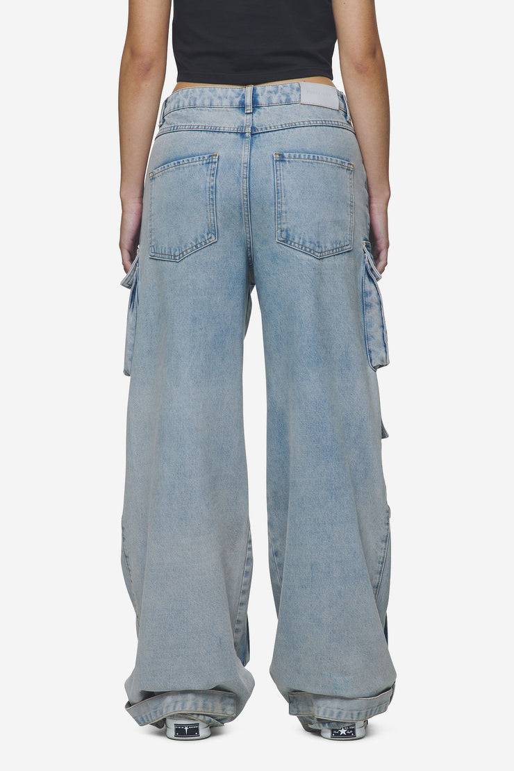 Pegador Celina High Waist Cargo Jeans Washed Pale Blue Schlussverkauf