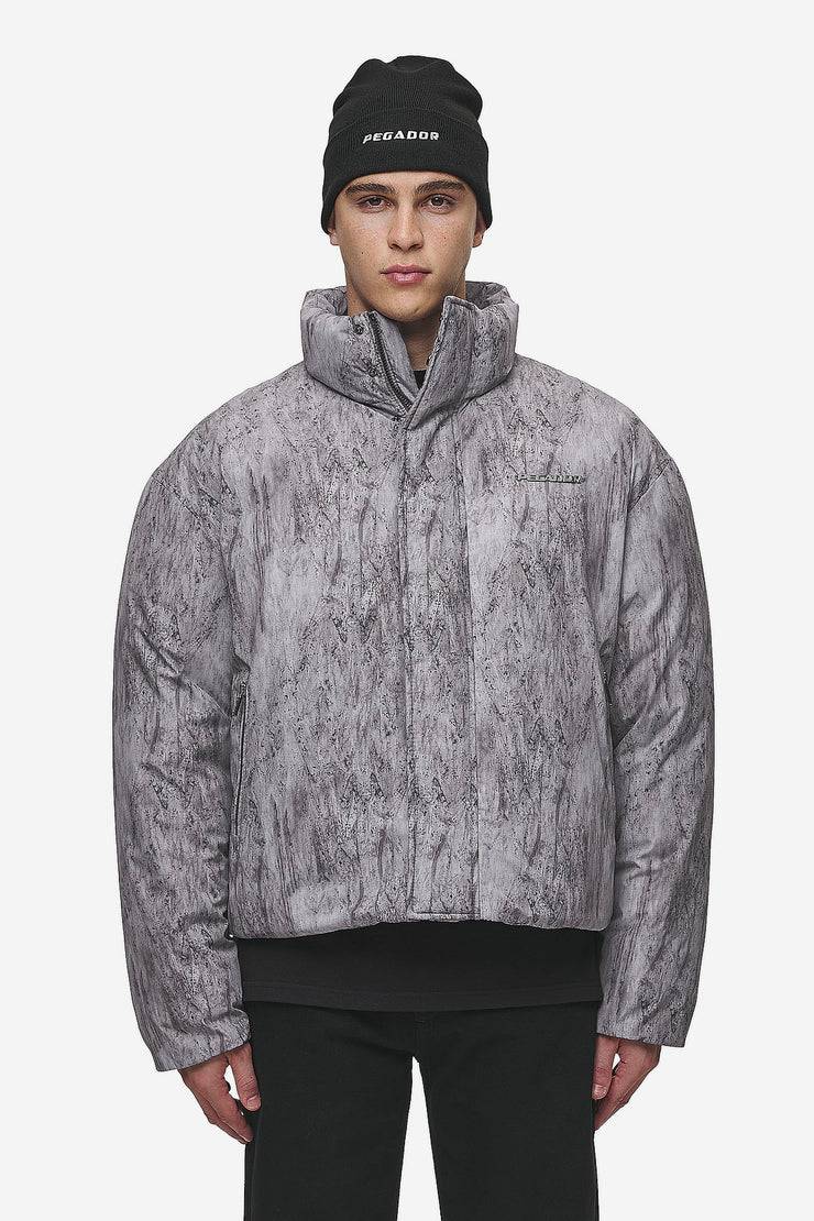 Pegador Lavoy Ripstop Crushed Cropped Boxy Puffer Jacket Steel Grey Weihnachtsangebot