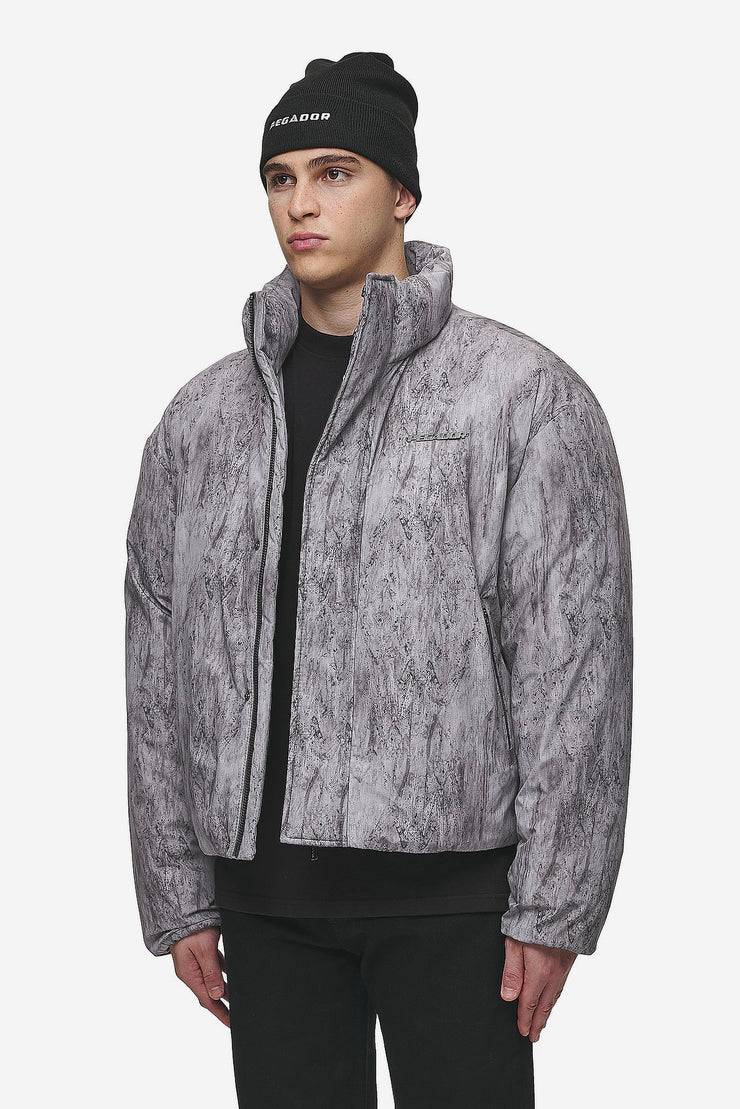 Pegador Lavoy Ripstop Crushed Cropped Boxy Puffer Jacket Steel Grey Weihnachtsangebot