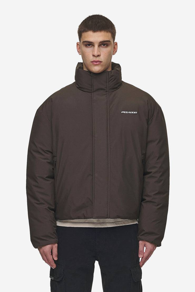 Pegador Lavoy Cropped Boxy Puffer Jacket Dark Brown Osterangebot