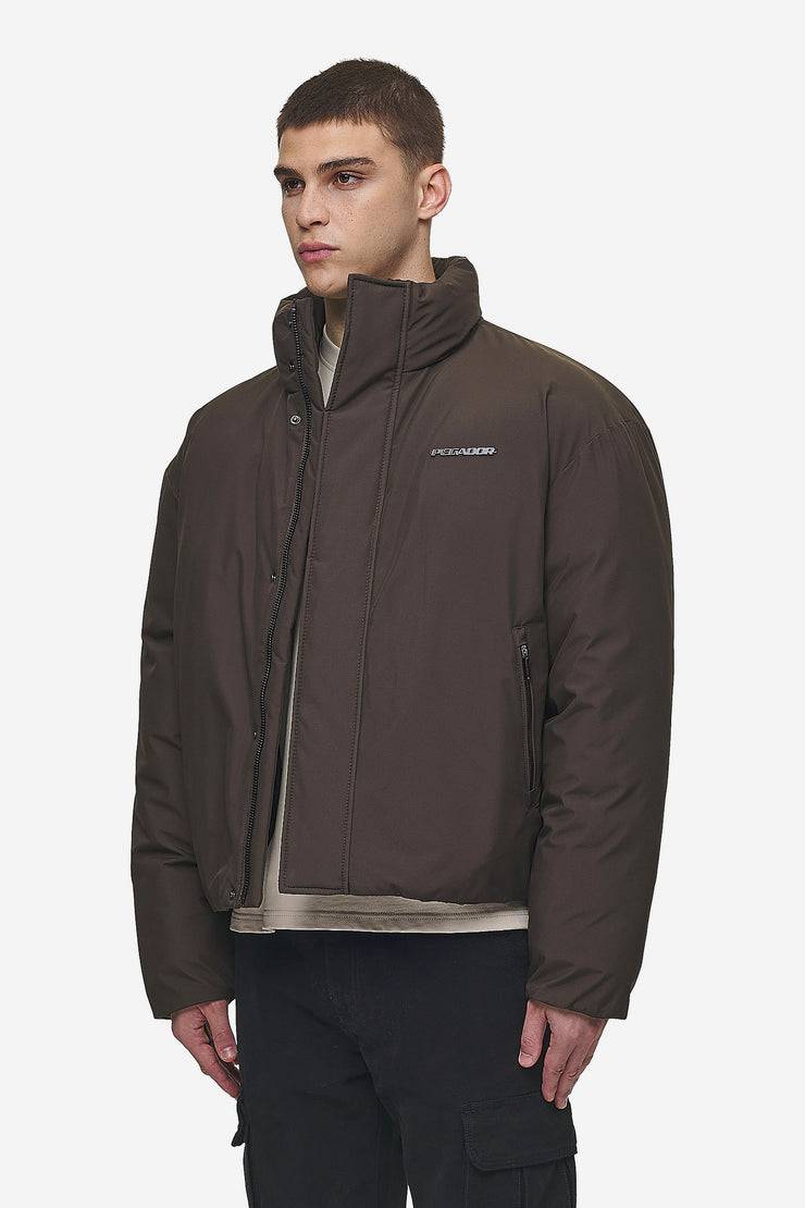 Pegador Lavoy Cropped Boxy Puffer Jacket Dark Brown Osterangebot