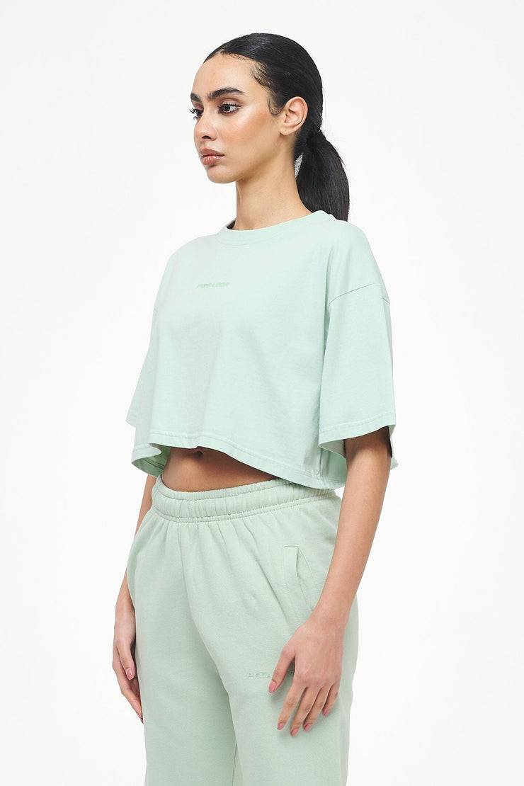 Pegador Layla Oversized Cropped Tee Vintage Washed Milky Green Gum Fabrikverkauf