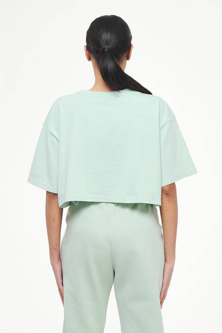Pegador Layla Oversized Cropped Tee Vintage Washed Milky Green Gum Fabrikverkauf