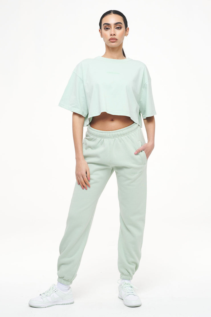 Pegador Grace High Waisted Sweat Pants Vintage Washed Milky Green Gum Blitzverkäufe