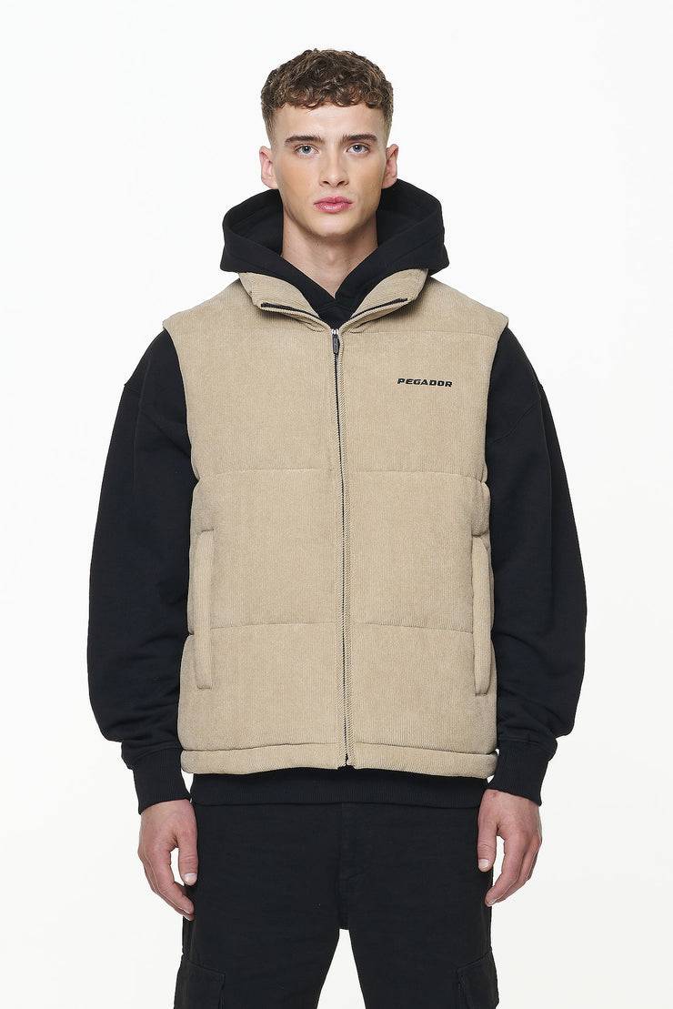 Pegador Bardon Cord Puffer Vest Sand Flash Sale