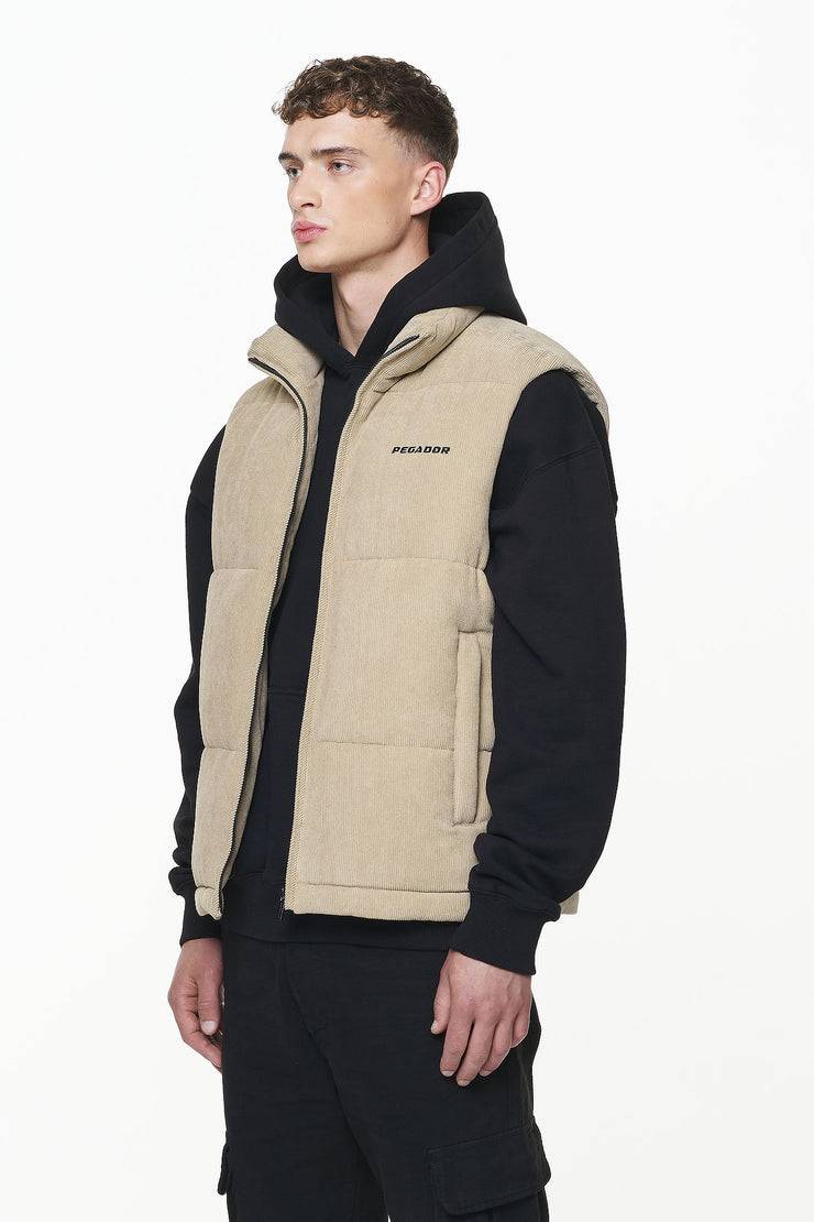 Pegador Bardon Cord Puffer Vest Sand Flash Sale