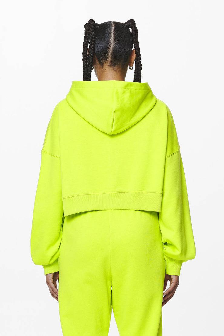 Pegador Marla Cropped Zip Hoodie Washed Lime Yellow Gum Hotsell