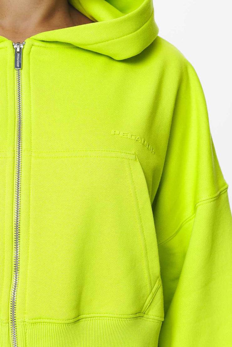 Pegador Marla Cropped Zip Hoodie Washed Lime Yellow Gum Hotsell