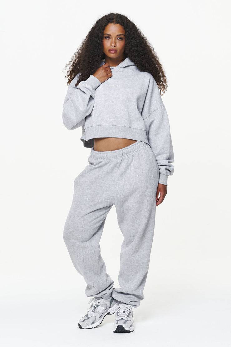 Pegador Chancery Oversized Cropped Hoodie Grey Melange Schlussverkauf