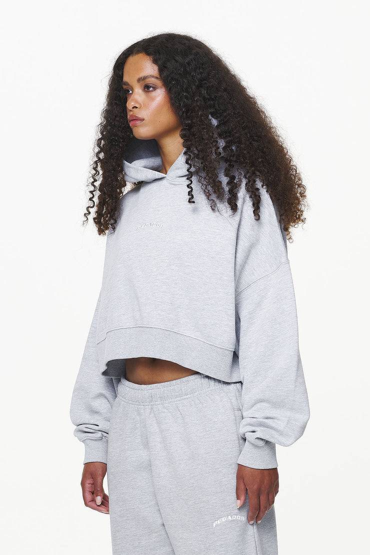 Pegador Chancery Oversized Cropped Hoodie Grey Melange Schlussverkauf