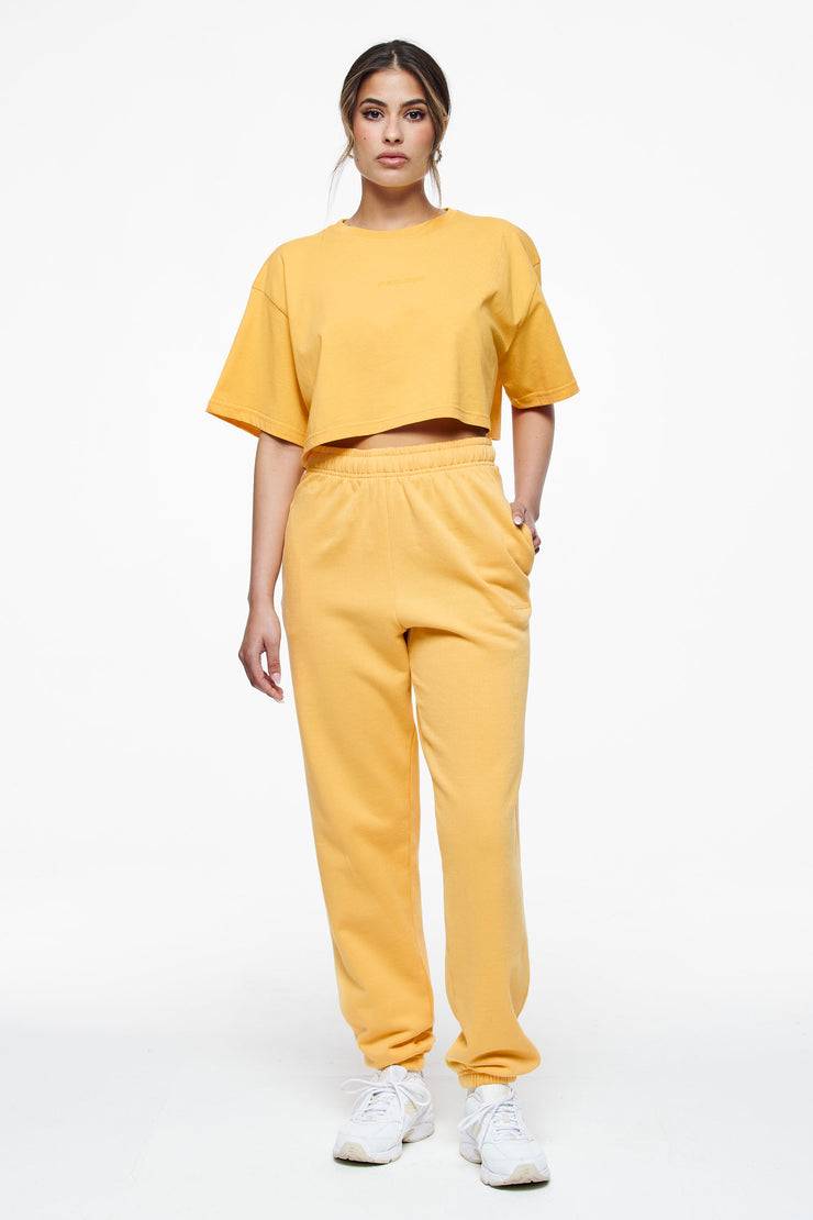 Pegador Layla Oversized Cropped Tee Vintage Washed Golden Sun Gum Flash Sale