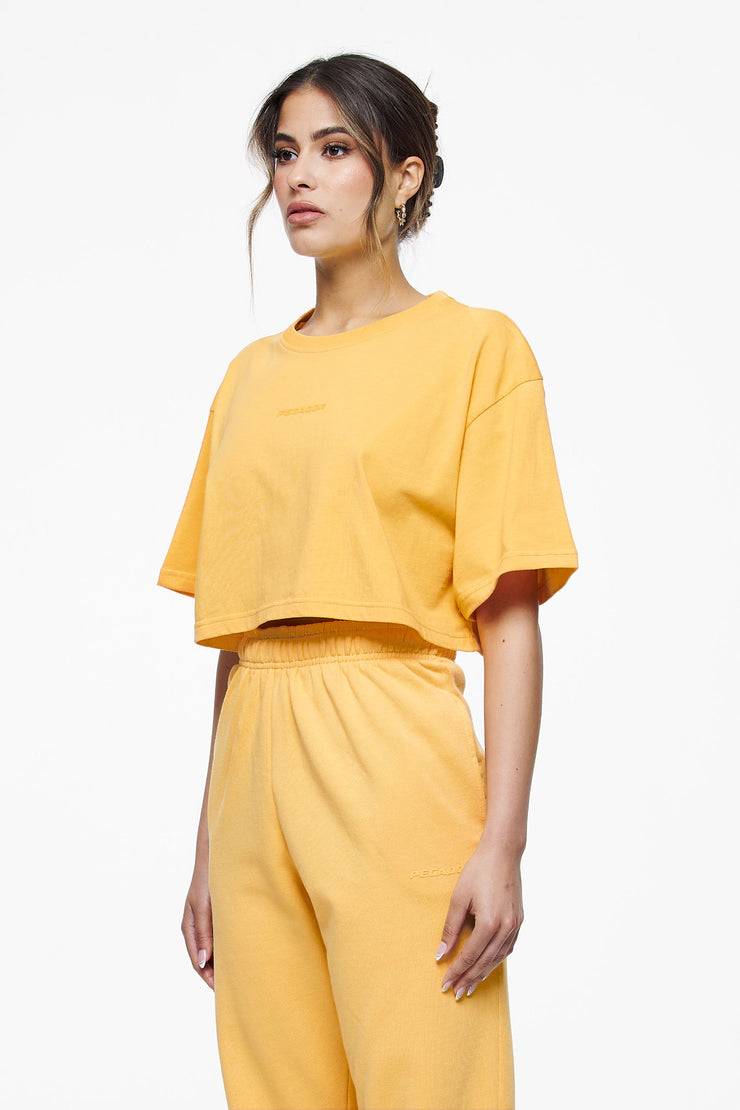 Pegador Layla Oversized Cropped Tee Vintage Washed Golden Sun Gum Flash Sale