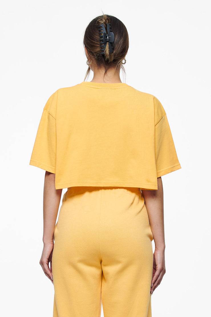 Pegador Layla Oversized Cropped Tee Vintage Washed Golden Sun Gum Flash Sale