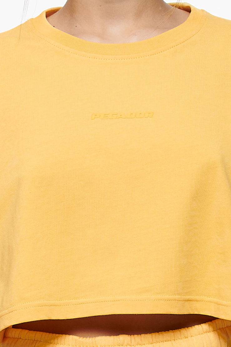 Pegador Layla Oversized Cropped Tee Vintage Washed Golden Sun Gum Flash Sale