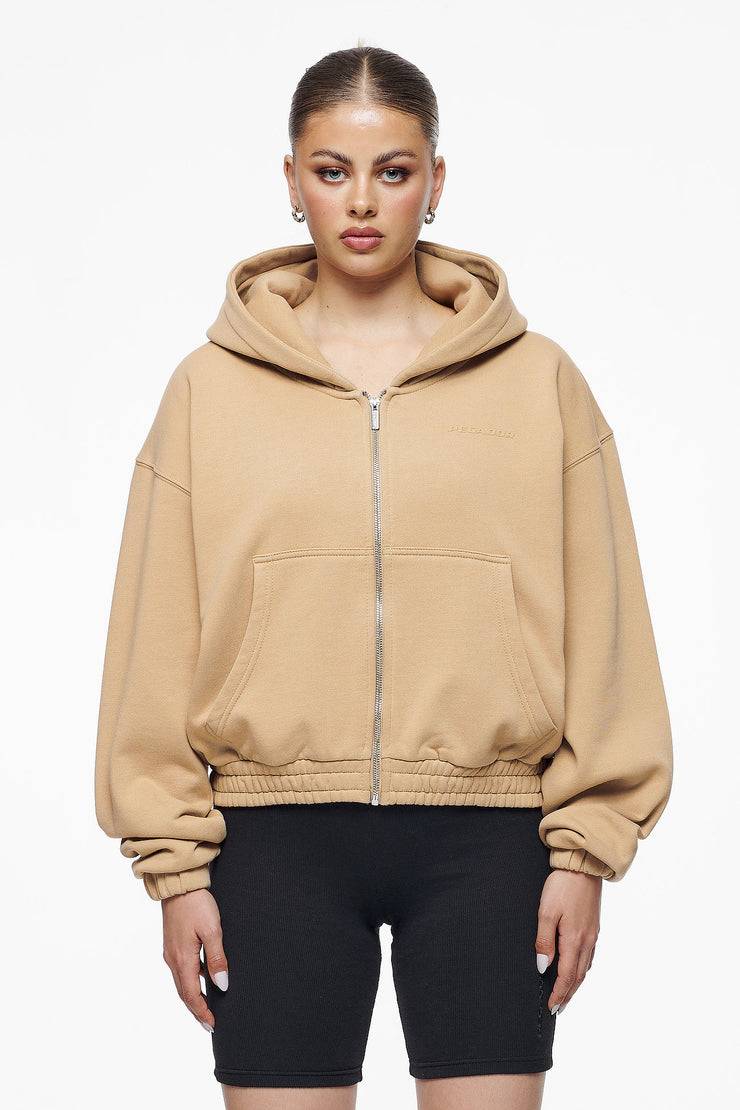 Pegador Valinda Cropped Zip Hoodie Vintage Washed Espresso Gum