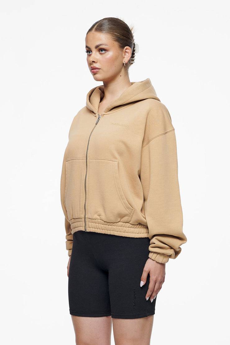 Pegador Valinda Cropped Zip Hoodie Vintage Washed Espresso Gum Top Angebot