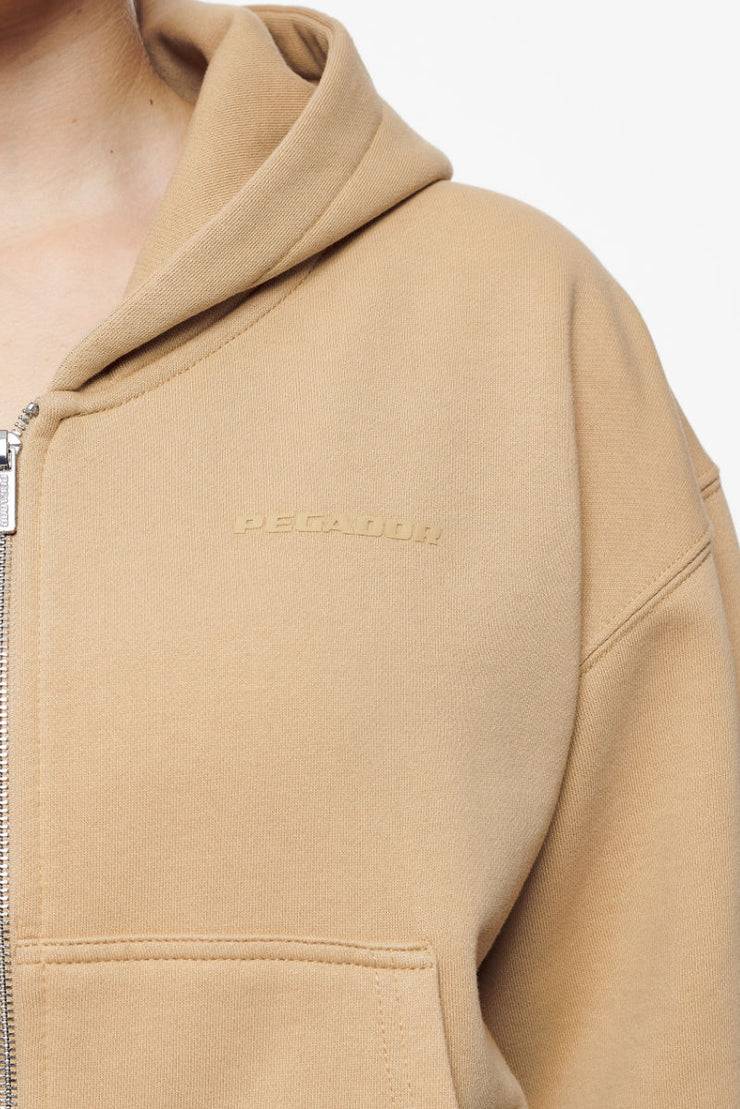 Pegador Valinda Cropped Zip Hoodie Vintage Washed Espresso Gum Top Angebot
