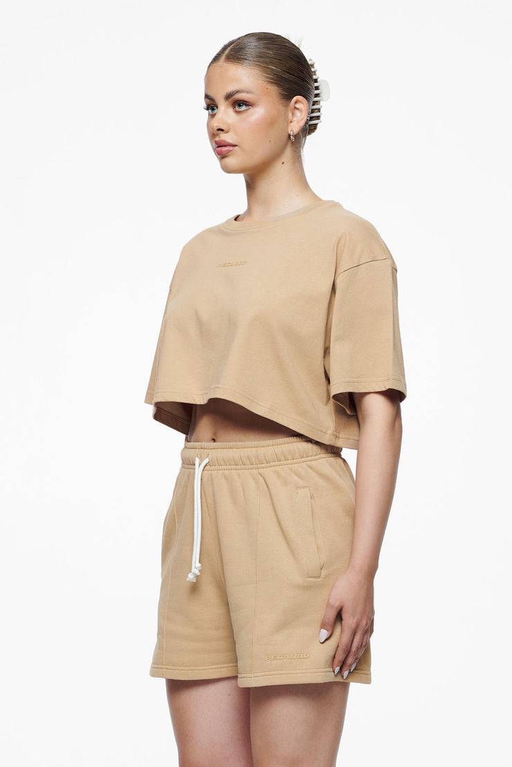 Pegador Layla Oversized Cropped Tee Vintage Washed Espresso Gum Neueste Mode