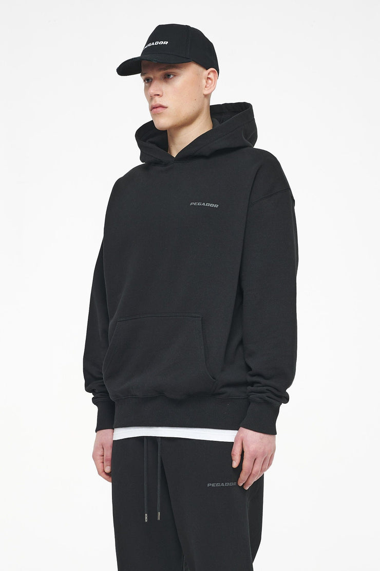 Pegador Logo Oversized Hoodie Vintage Washed Black Ink Gum Super Sparpreis