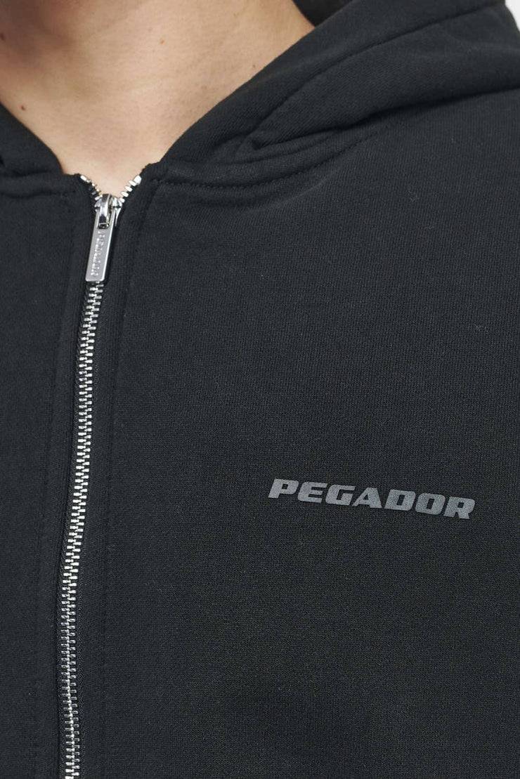 Pegador Logo Oversized Sweat Jacket Vintage Washed Black Ink Gum Wochenangebot