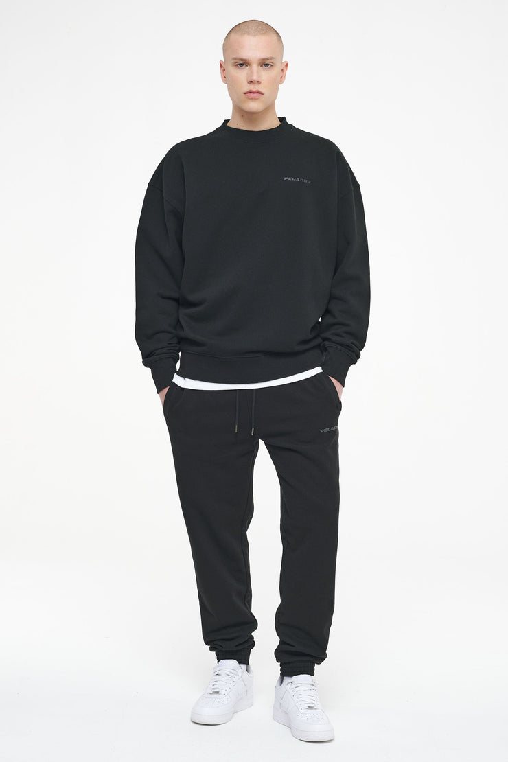 Pegador Logo Oversized Sweater Vintage Washed Black Ink Gum Kostenlose Rückgabe