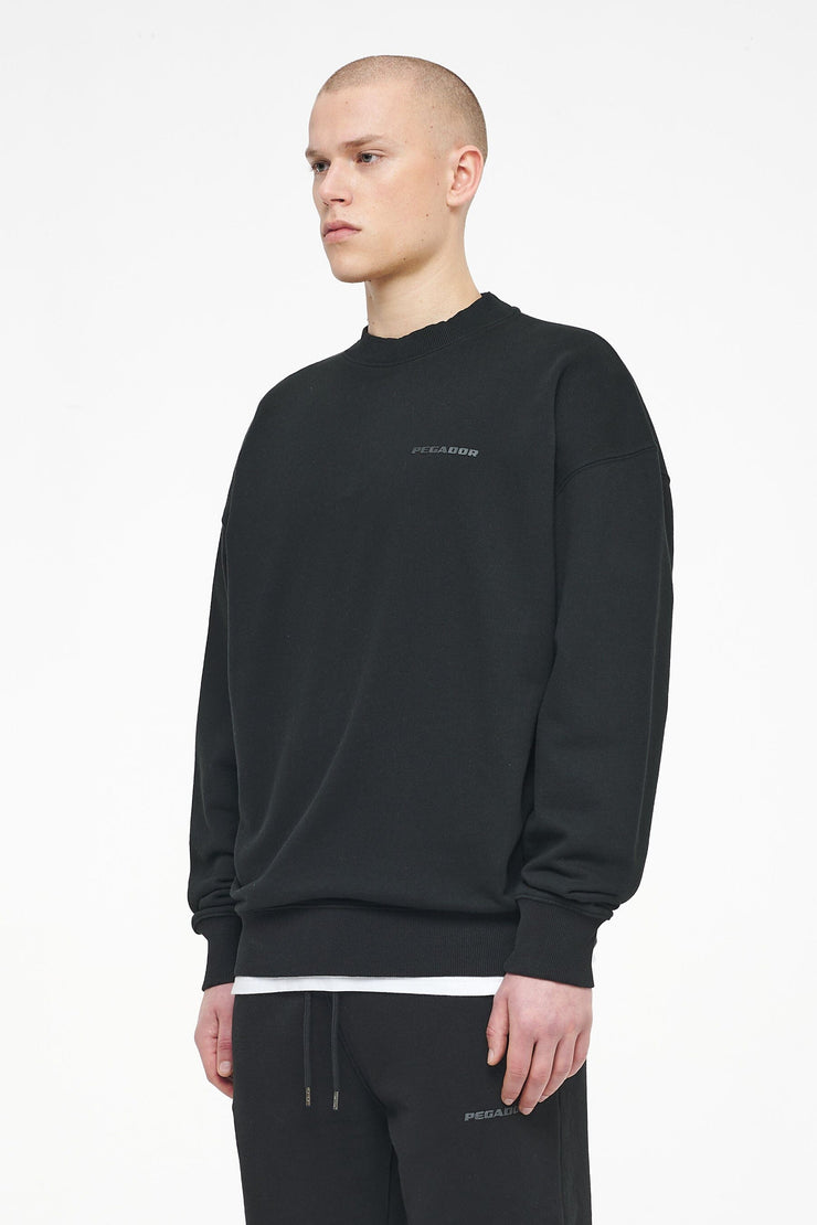 Pegador Logo Oversized Sweater Vintage Washed Black Ink Gum Kostenlose Rückgabe