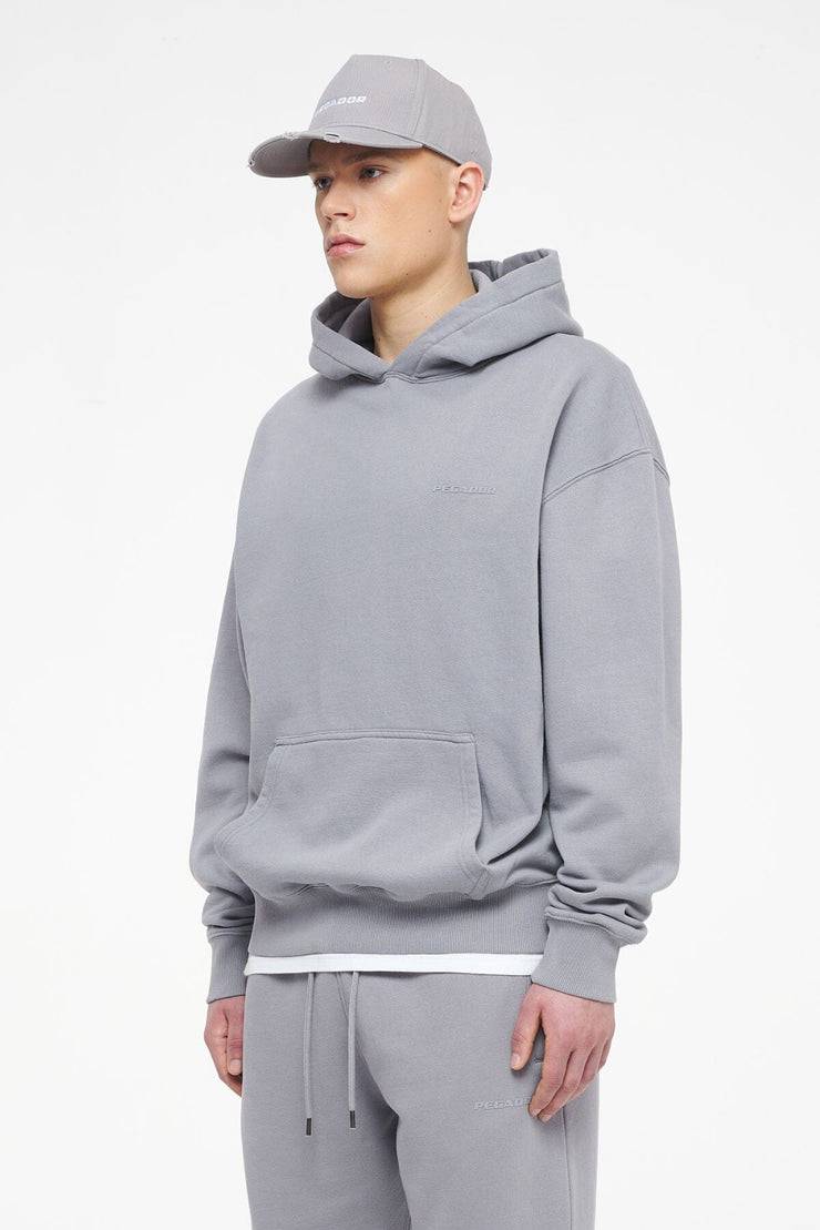 Pegador Logo Oversized Hoodie Vintage Washed Dusk Grey Gum Neueste Stile