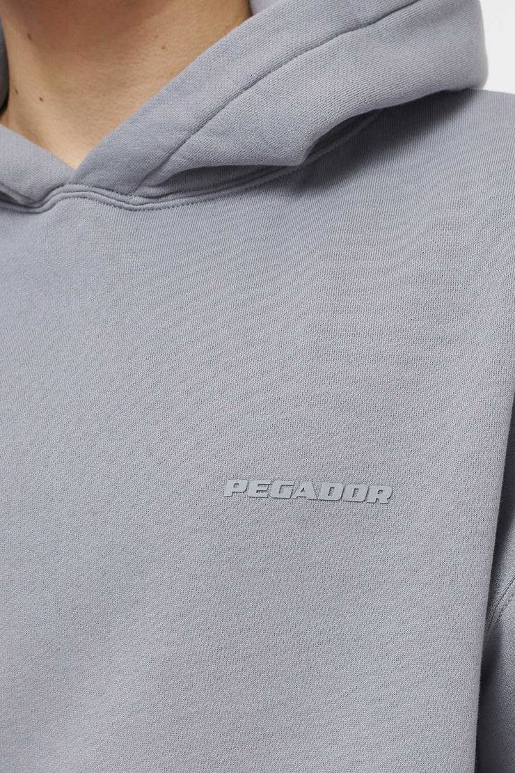 Pegador Logo Oversized Hoodie Vintage Washed Dusk Grey Gum Neueste Stile