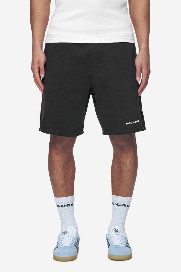 Pegador Logo Heavy Sweat Shorts Washed Black White Gum Super Rabatt