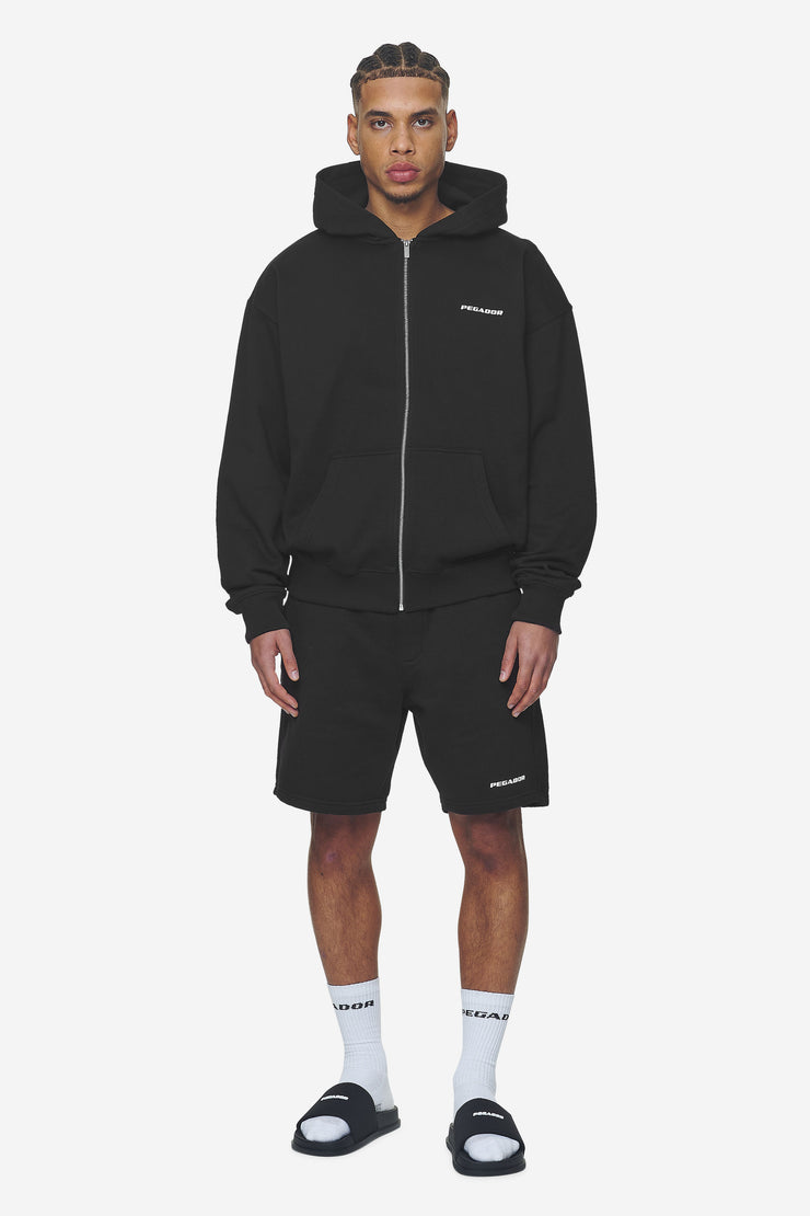 Pegador Logo Heavy Sweat Shorts Washed Black White Gum Super Rabatt
