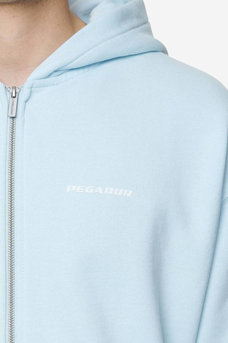 Pegador Logo Oversized Sweat Jacket Washed Baby Blue White Gum Clearance-Verkauf