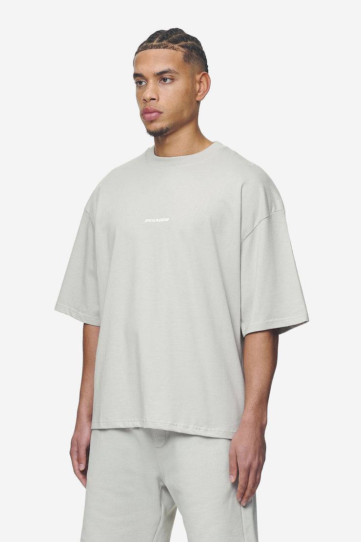 Pegador Logo Boxy Tee Washed Pearl Grey White Gum Im Verkauf