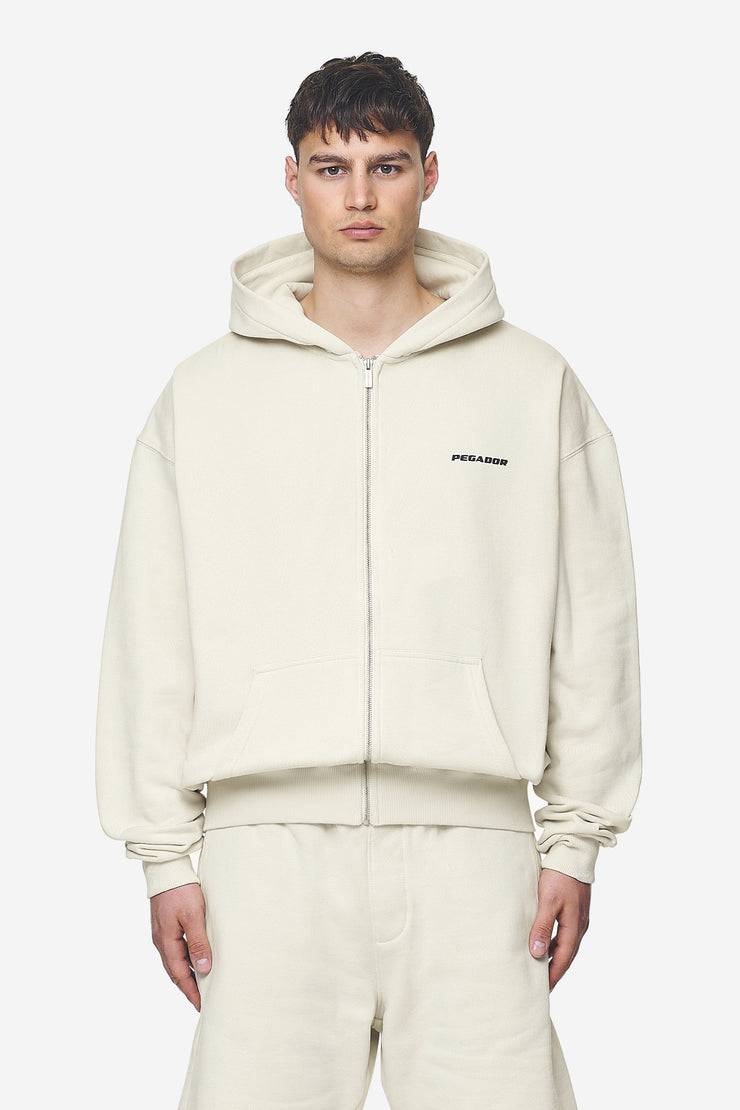 Pegador Logo Oversized Sweat Jacket Washed Salty Cream Black Gum Rabatte dieses Monats