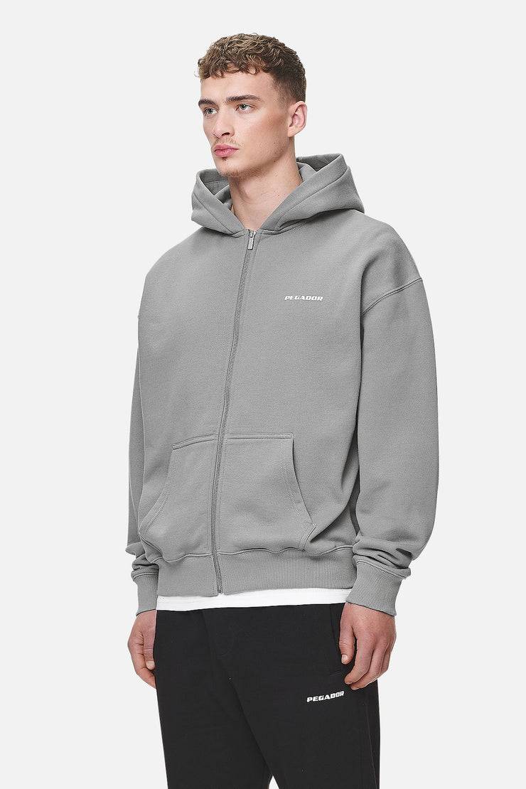 Pegador Logo Oversized Sweat Jacket Washed Cool Grey White Gum Hotsell
