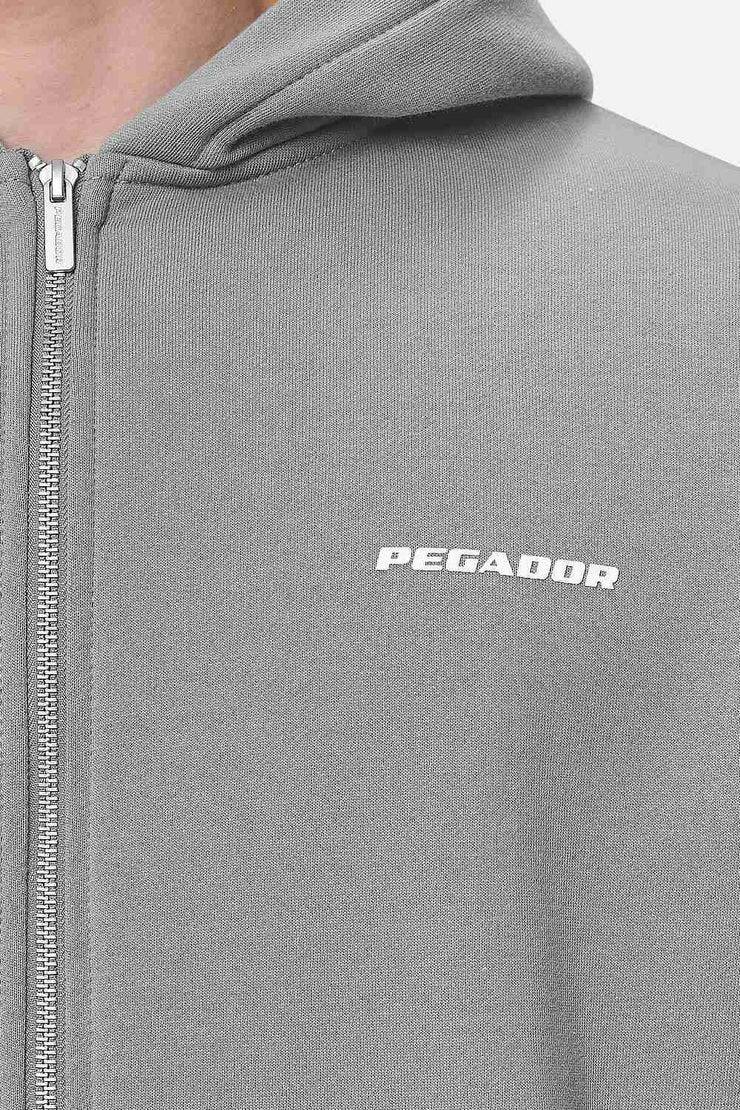 Pegador Logo Oversized Sweat Jacket Washed Cool Grey White Gum Hotsell