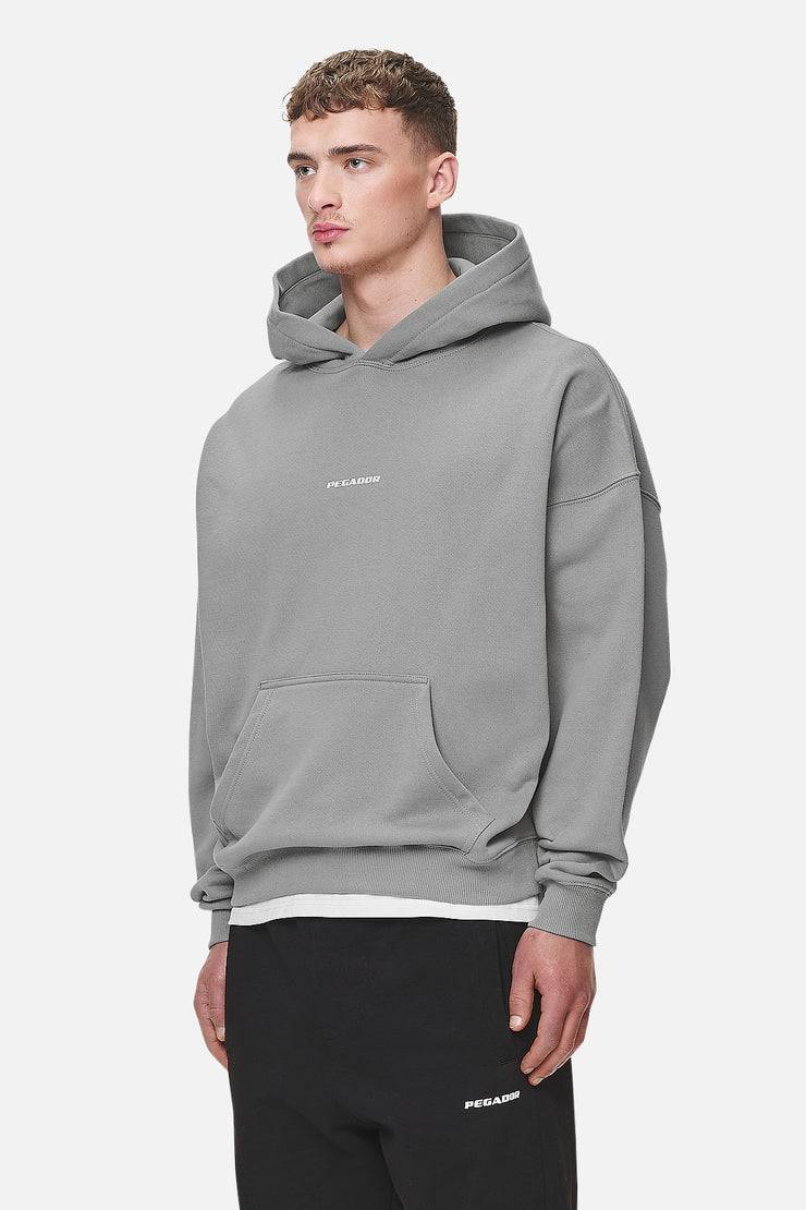 Pegador Logo Boxy Hoodie Washed Cool Grey White Gum im Angebot
