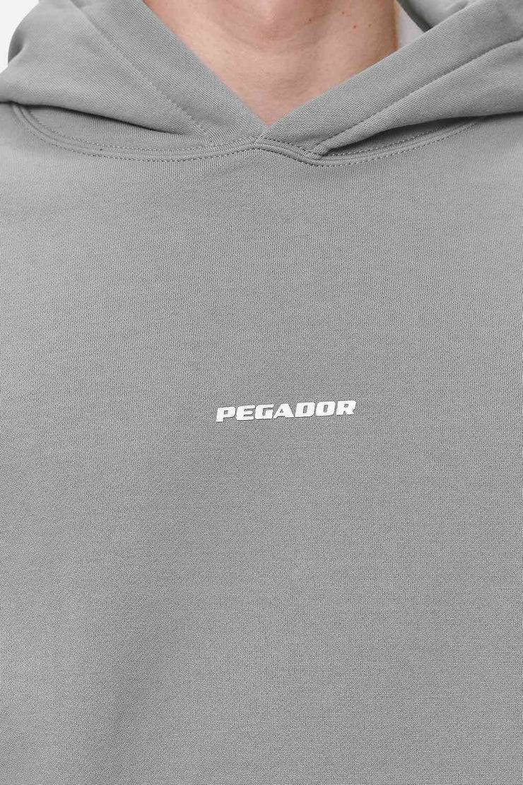 Pegador Logo Boxy Hoodie Washed Cool Grey White Gum im Angebot