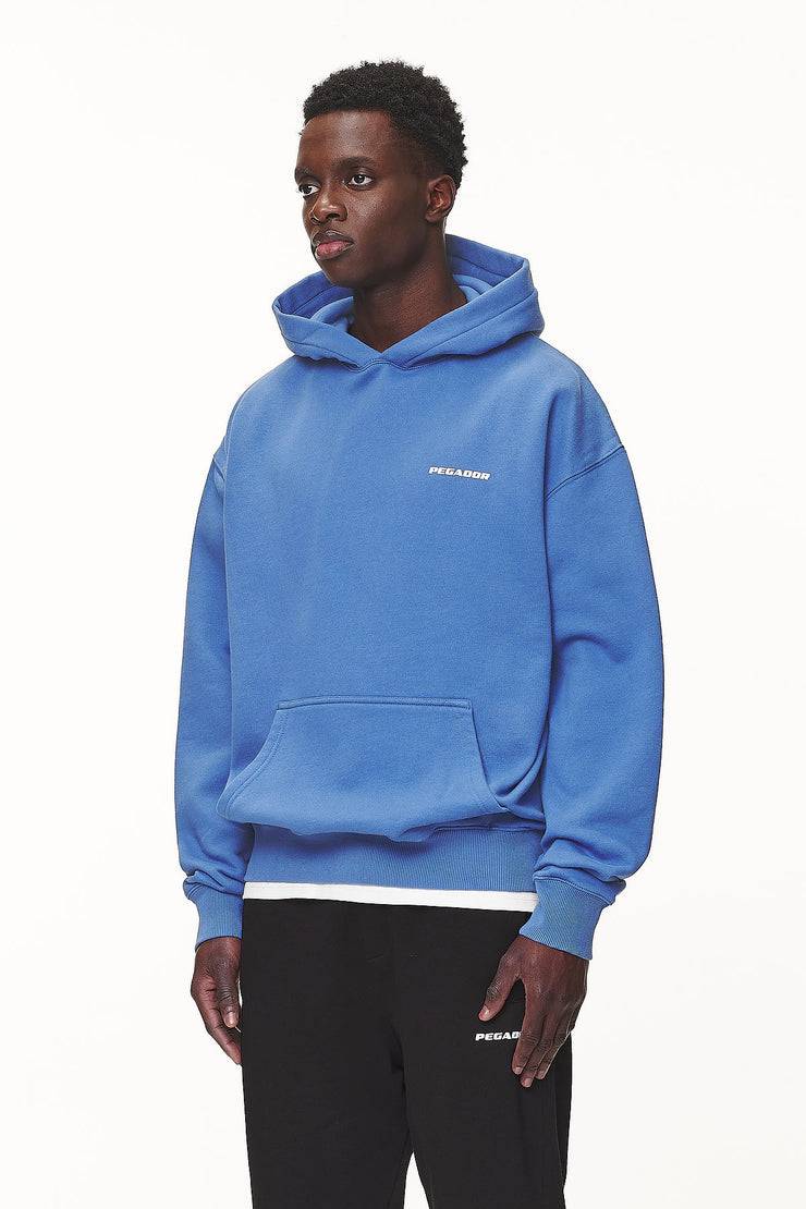 Pegador Logo Oversized Hoodie Washed Retro Blue White Gum Günstiger Verkauf