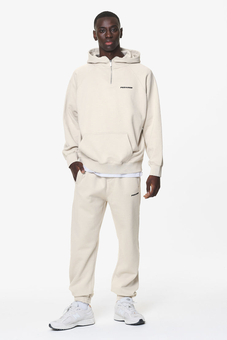 Pegador Logo Oversized Halfzip Hoodie Washed Dust Cream Gum Rabatt