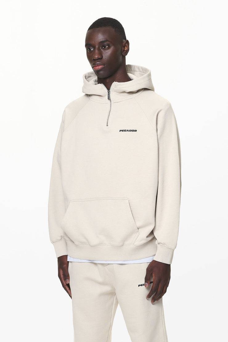 Pegador Logo Oversized Halfzip Hoodie Washed Dust Cream Gum Rabatt