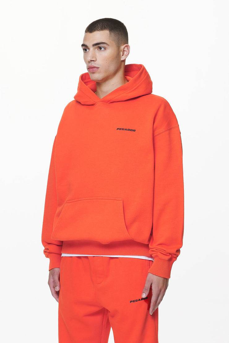 Pegador Logo Oversized Hoodie Washed Signal Red Gum Flash Sale