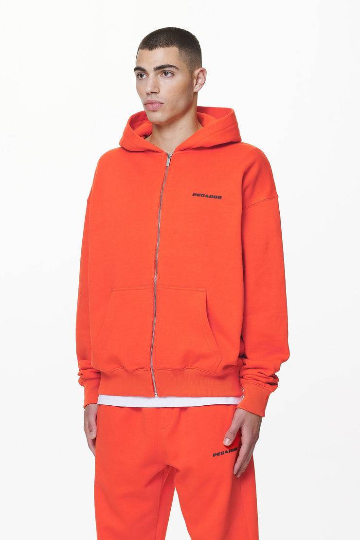 Pegador Logo Oversized Sweat Jacket Washed Signal Red Gum Begrenztes Angebot