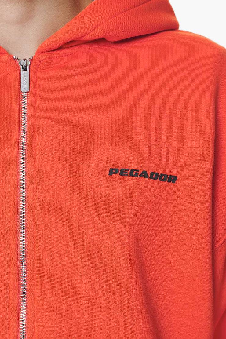 Pegador Logo Oversized Sweat Jacket Washed Signal Red Gum Begrenztes Angebot
