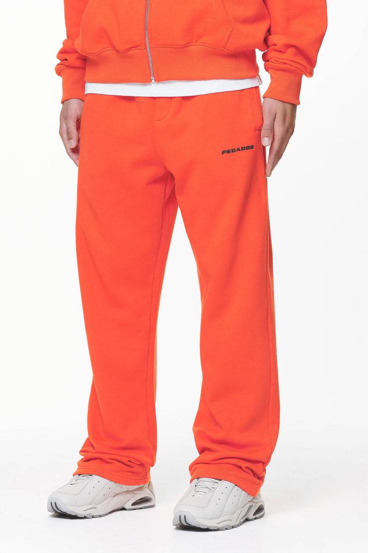 Pegador Logo Wide Sweat Pants Washed Signal Red Gum Online Shopping